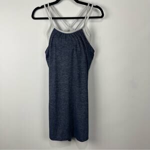 Athleta Hidden Agenda Tank Top Dress Womens XS Blue Gray Built-In Bra Strappy‎